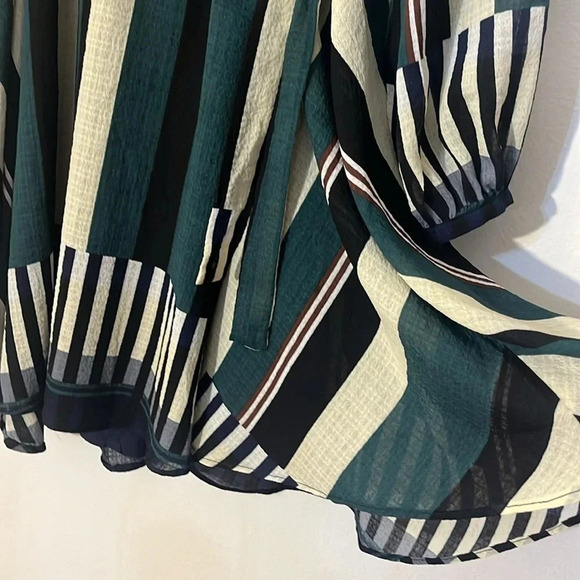 Sunday in Brooklyn | Leger striped green dress Women’s size S flowy semi-sheer - Picture 3 of 11